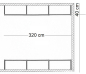 Preview: Ankleidezimmer Wandregalsystem Garderobensystem Ladeneinrichtung Grundriss Aufbau 320 cm Breit und 40 cm tief Etagen individuell einzustellen Wandbefestigung und Gummifüsse Stahlrohre verchromt Art Nr AnZi.3+3.0