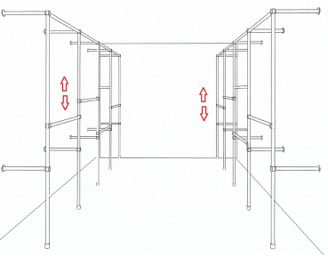 Ankleidezimmer Wandregalsystem Kleiderkammer begehbarer Schrank 2 mal 200x430 cm und 40 cm tief Etagen stufenlos verstellbar Wandbefestigung und Gummifüsse Stahlrohre verchromt Art Nr AnZi.4+4.0
