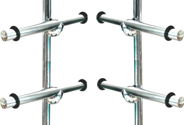 Bordetagenhalter 4 Stück Halter Gummi Auflagen mit Chrom Rohr und Knotenverbinder für Wandregalsystem Garderobensystem Kleiderkammer Kleiderstangen Art Nr B01