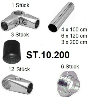 Preview: St.10.200 - Dachschräge Garderobe, Kleiderständer, Kleiderstange Preview: Garderobe-Kleiderstange-Wandstaender-Bekleidungsstaender-Lieferumfang-Verbinder-Wandbefestigung-Rundrohre-Chrom-Art-Nr-St.10.200