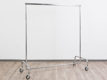 Kleiderständer Maxi XXL 140 - 210 cm Breit stabile Ausführung Garderobenständer 156 cm Hoch mit 4 grossen 80 mm Rollen in Chrome Art Nr 11 140 80