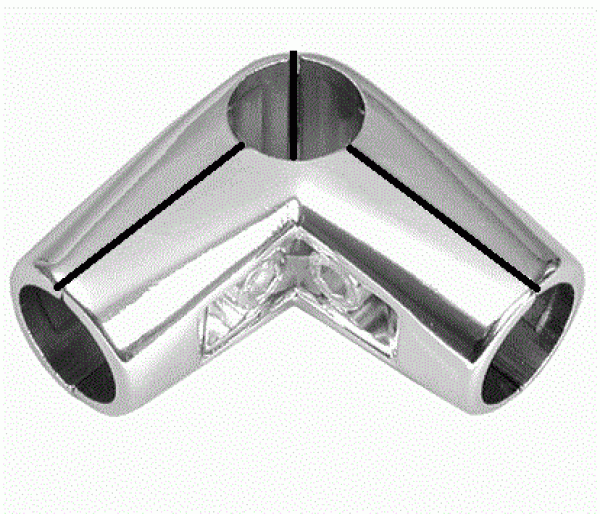 4 Wegeverbinder Verbinder Eckverbinder für 25 mm Chrom Rohr rund Garderobe Kleiderständer Textilregal Kleiderstange begehbahrer Schrank Art Nr St.81.300