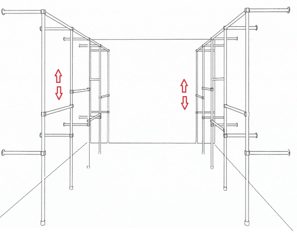 Ankleidezimmer Wandregalsystem Kleiderkammer begehbarer Schrank 2 mal 200x430 cm und 40 cm tief Etagen stufenlos verstellbar Wandbefestigung und Gummifüsse Stahlrohre verchromt Art Nr AnZi.4+4.0
