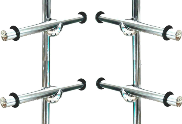 Bordetagenhalter 4 Stück Halter Gummi Auflagen mit Chrom Rohr und Knotenverbinder für Wandregalsystem Garderobensystem Kleiderkammer Kleiderstangen Art Nr B01