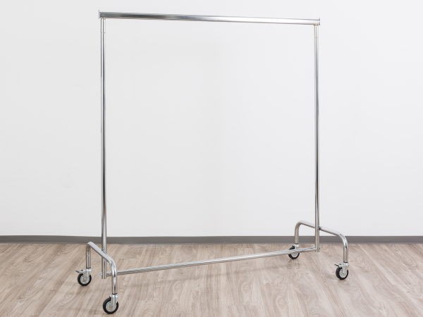 Kleiderständer Maxi XXL 140 - 210 cm Breit stabile Ausführung Garderobenständer 156 cm Hoch mit 4 grossen 80 mm Rollen in Chrome Art Nr 11 140 80