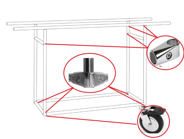 Profi Kleiderständer mit Rollen Garderobe Bekleidungsständer freistehend Aufbau Rundrohre Chrom Art Nr St.05.200