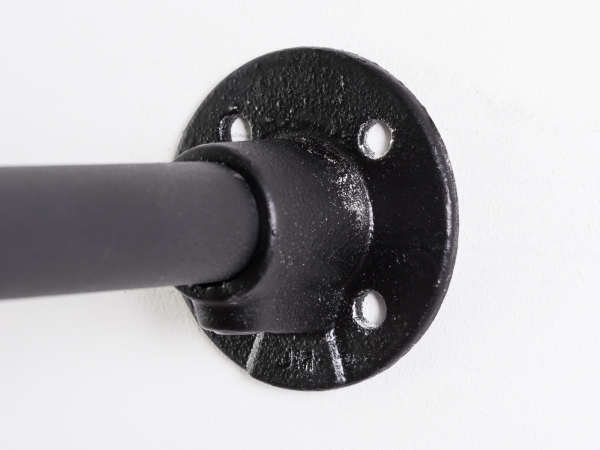 Wandrosette Wandanschluss Wandflansch Wandbefestigung für schwarzes 27 mm Rohr rund Wandregalsystem Garderobensystem Kleiderkammer Kleiderstangen für Art Nr W03BK Eck