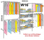 Preview: Wandregalsystem Garderobensystem Kleiderkammer Kleiderstangen mit Bordetagehalter 200x320 cm breit und 40 cm tief Etagen individuell einzustellen Wandbefestigung und Gummifüsse Stahlrohre verchromt Art Nr W16